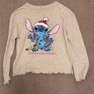 Disney Kids Beige Ohana Christmas Stitch Top
